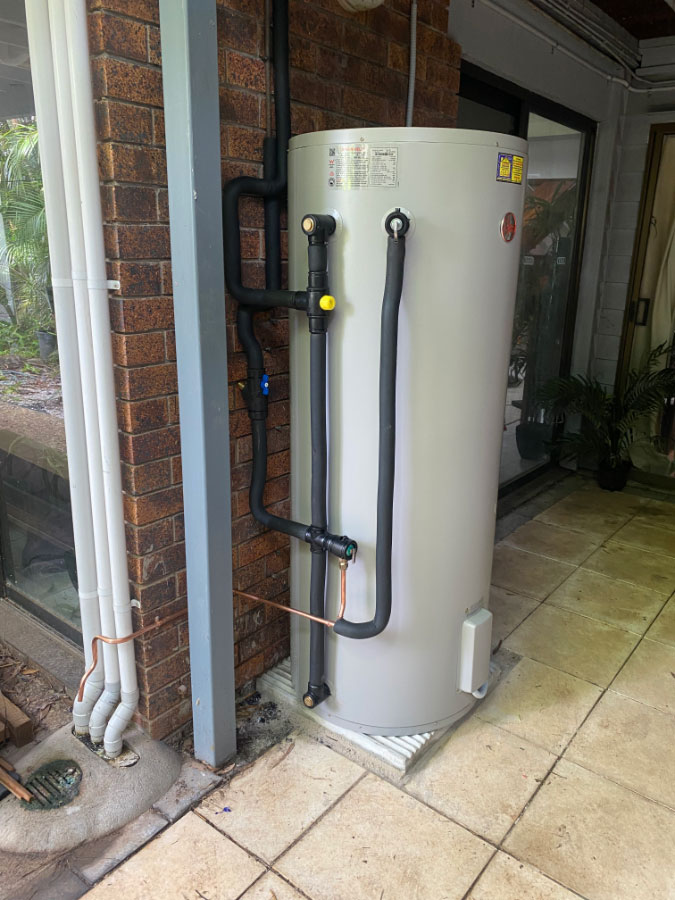 photo of external electric hot water system